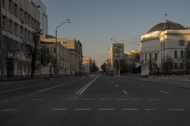 A deserted downtown Kyiv yesterday as the authorities declare a 35 hour curfew in the capital. Much of the 2.9 million population has fled eastward If the city is still in Ukrainian hands as the spring thaw sets in, the Russian military will be approaching operational failure, writes Steve Aiken