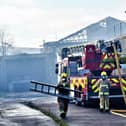 Pacemaker Press 22/11/21 Firefighters have worked overnight to tackle a fire at a former poultry factory in Ballymoney, County Antrim, that was declared a major incident.More than 100 firefighters have been at the blaze at the former Fleming Poultry factory on the Ballymena Road.They are expected to remain at the scene for at least another 24 hours, while the cause of the fire is still under investigation.Pic Pacemaker
