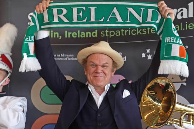 American-Irish actor John C. Reilly during a photocall for St. Patrick's Festival International at The Gravity Bar in The Guinness Storehouse, Dublin. John will appear in the national St. Patrick's Day Parade in Dublin on March 17, alongside Grand Marshal's Paralympic gold medal swimmer Ellen Keane and Olympic gold medal boxer Kellie Harrington. Picture date: Wednesday March 16, 2022. PA Photo. See PA story IRISH StPatricksDay. Photo credit should read: Brian Lawless/PA Wire