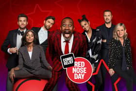 Hosts of Comic Relief 2022 and The Great Comic Relief Prizeathon Joel Dommett, AJ Odudu, David Tennant, Sir Lenny Henry, Alesha Dixon, Paddy McGuinness and Zoe Ball