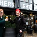 Jennifer Noble of the Belfast Women’s Beer Collective and Sinead Cashman, manager of Northern Lights Bar try a few pints of the new chocolate, chili, chai stout called ‘Girls Just Wanna Mash Tun’