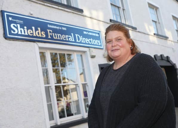 Terrie Malone outside the renovated Shields of Donaghadee Funeral Directors
