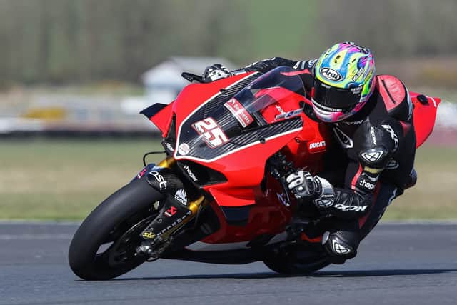 Josh Brookes on the PBM MCE Ducati Panigale during a private test at Bishopscourt in Co Down. Picture: Derek Wilson.