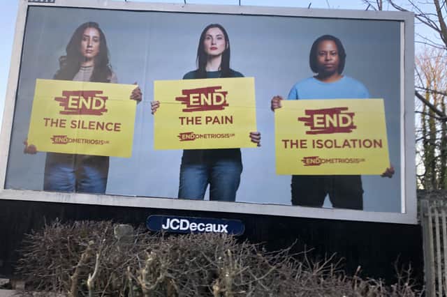 The endometriosis billboard is on A1 (Belfast Road), Lisburn