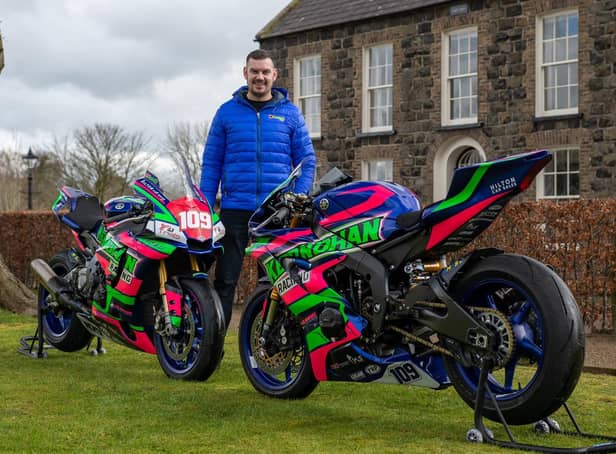 Ballymena man Neil Kernohan with the Yamaha R1 and R6 machines he will race in 2022. Picture: Ryan Crooks/Hi-Cam Images.