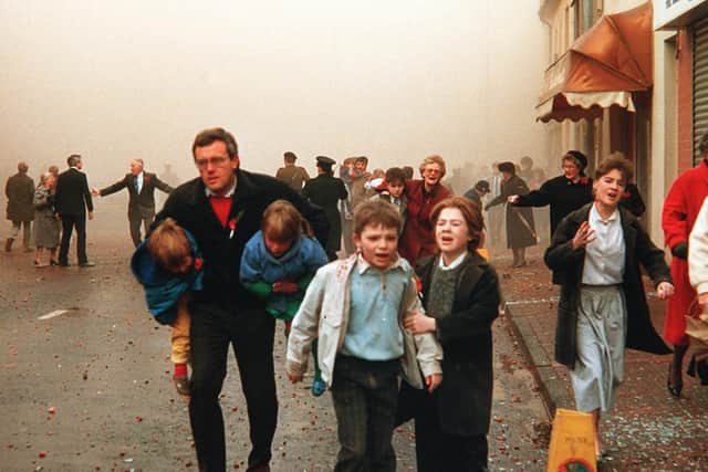 The aftermath of the Enniskillen Poppy Day massacre in 1987 when an IRA bomb blew up a building at a Remembrance Day service, killing 11 people and injuring dozens more. No legacy inquest has every been held into the atrocity. Photo: Pacemaker,