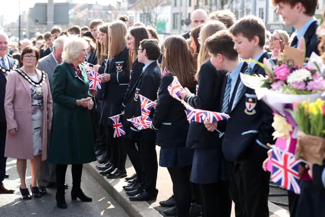 Press Eye - Belfast - Northern Ireland - 22nd  March 2022

The Prince of Wales and The Duchess of Cornwall started their two-day visit around Northern Ireland in County Tyrone, where they will undertook a public walkabout in Cookstown and met with local businesses and members of the community. 

Photo by Kelvin Boyes / Press Eye.
