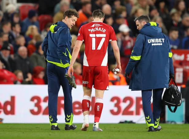 Paddy McNair limped out of Middlesbrough’s FA Cup quarter-final defeat to Chelsea  on Saturday.