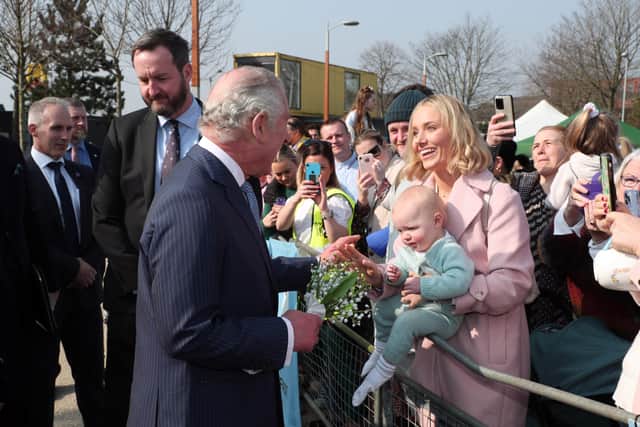 The Prince of Wales meets wellwishers in east Belfast.