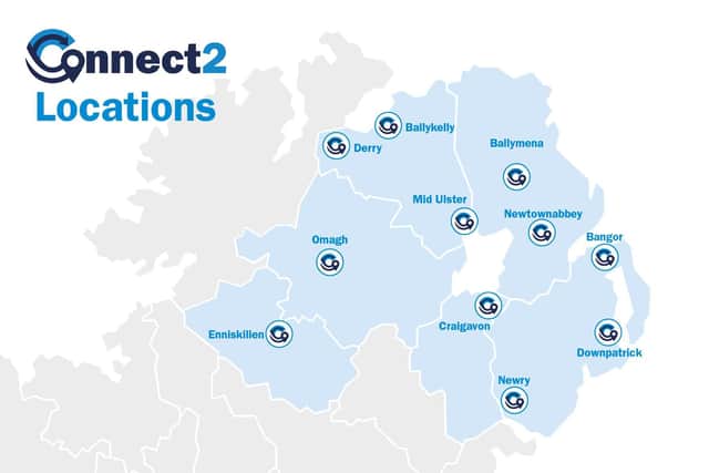 Locations of the Connect2 hubs