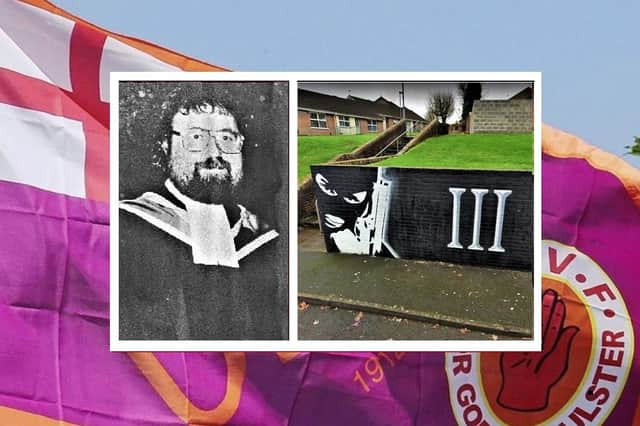 Rev Templeton, and right, a UVF mural in Mossley, not far from where he lived