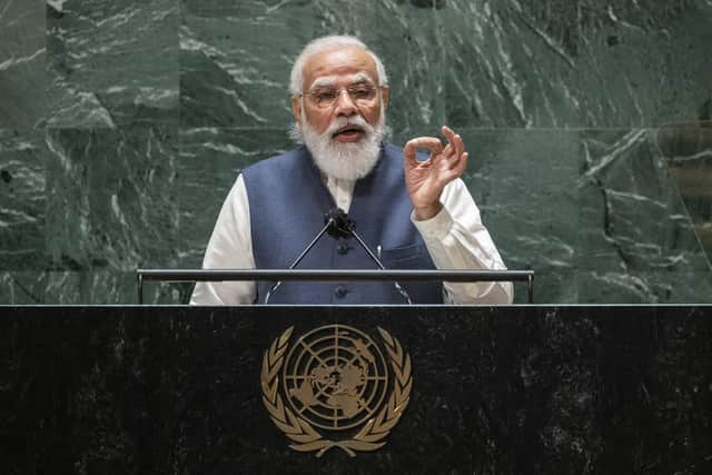 Prime Minister of India Narendra Modi at the UN. India abstained on the vote on the Ukraine invasion