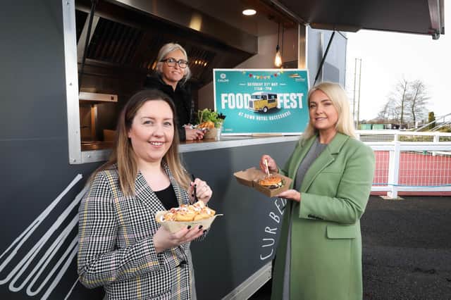 Jennifer Fegan, brand manager at Calor, Phyllis Hayes of Vanilla Bean Catering and Emma Meehan, chief executive at Down Royal Racecourse