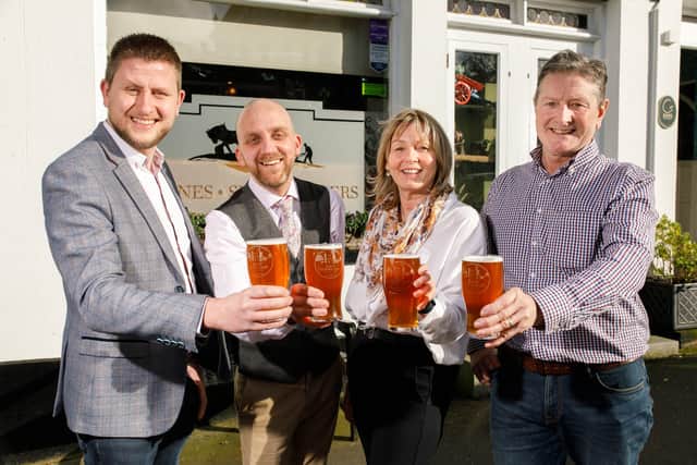 Ryan McCracken, McCrackens Brewery, Keith Johnson, bar manager at The Plough, chair of development committee, alderman Amanda Grehan, William Patterson, co-owner of The Plough