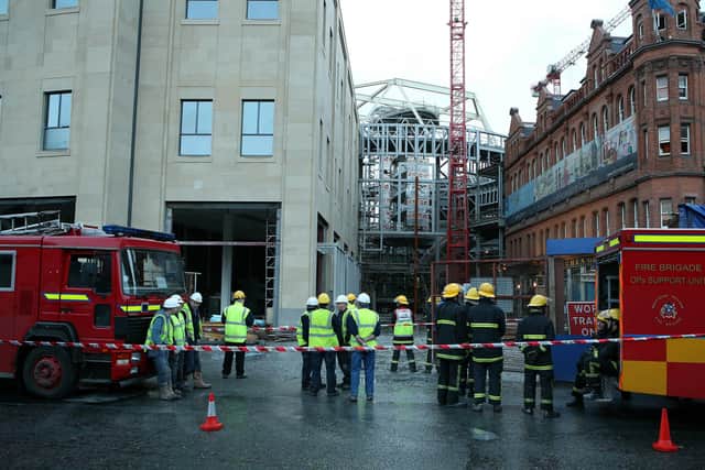 The Fire Brigade dealing with an container which was on fire at the Victoria Square site in Belfast City Centre in March 2007. Picture: Brian Little/News Letter archives