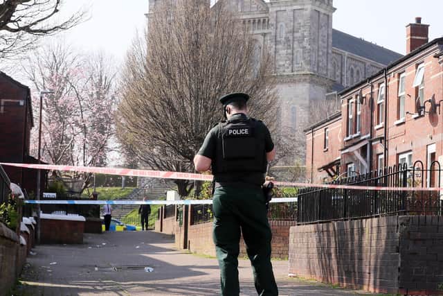 The scene at the the Houben Centre on Crumlin Road on Friday morning where a security alert is taking place. Picture: Jonathan Porter/PressEye