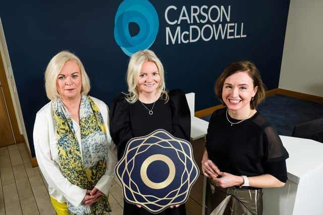 Marie McKeown, HR manager, Nuala Murphy, interim head of business at Diversity Mark and Neasa Quigley, senior partner, Carson McDowell
