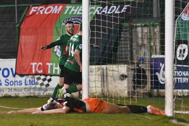 Glentoran scored six goals in home success over Carrick Rangers. Pic by Pacemaker.
