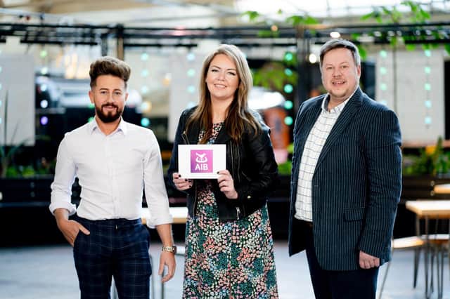 Comedian and TikTok star Serena Terry, AKA Mammy Banter, with panel members, interior designer Paul Moneypenny and AIB mortgage adviser, Craig Service