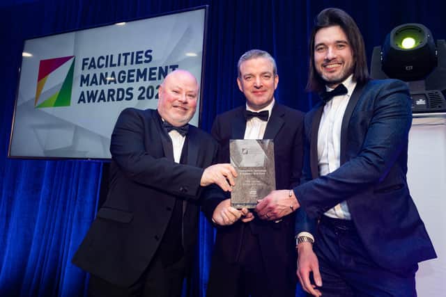 Collecting the Innovation in Technology & Systems - End Users Award from David Norton is Mount Charles’ chief operations officer Jonathan Mallon and Gavin Annon, sales and marketing director