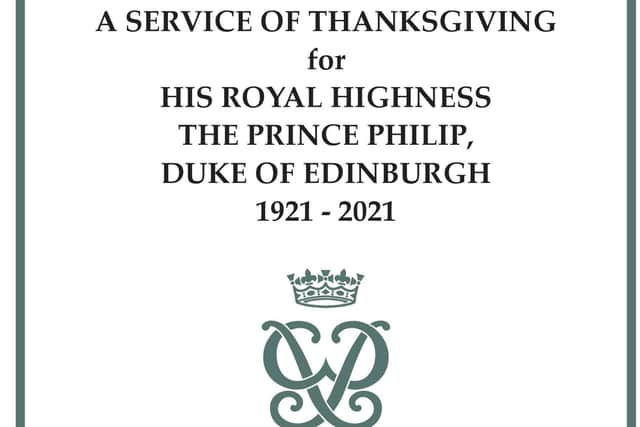 Undated Buckingham Palace handout photo of the front cover of the Order of Service for The Duke of Edinburgh's memorial service, which will take place at Westminster Abbey on today at 11:30am. Issue date: Tuesday March 29, 2022. PA Photo. See PA story ROYAL Philip. Photo credit should read: Buckingham Palace/PA Wire

NOTE TO EDITORS: This handout photo may only be used in for editorial reporting purposes for the contemporaneous illustration of events, things or the people in the image or facts mentioned in the caption. Reuse of the picture may require further permission from the copyright holder.