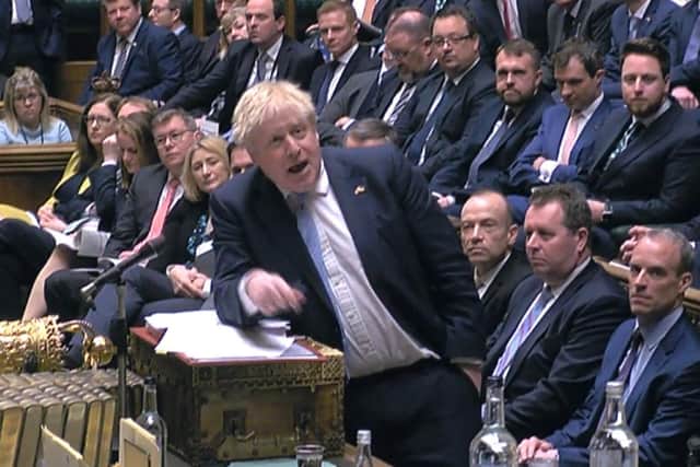 Prime Minister Boris Johnson speaks during Prime Minister's Questions in the House of Commons, London. Picture date: Wednesday March 30, 2022.
