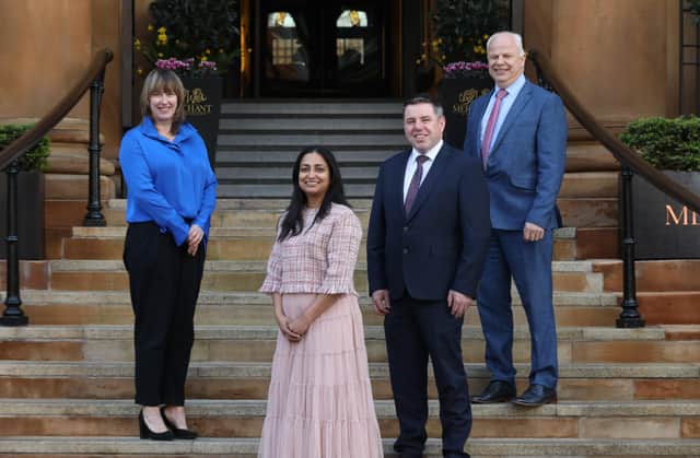 IoD NI nations manager Heather White with Noyona Chundur, The Consumer Council, Glenn Speer, Fane Valley Group and Roger Henderson, NIE Networks, some of the latest local leaders to have achieved the prestigious Chartered Director Award
