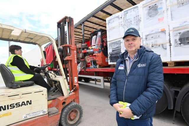 Items including two generators, a forklift, 80 mattresses, 30 fridges and 30 washing machines are to be delivered following donations from leading manufacturers and businesses from across Northern Ireland
