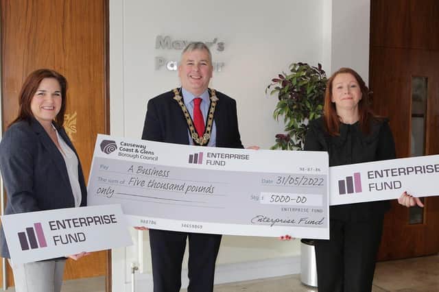 Julienne Elliot, acting head of prosperity and place, the Mayor of Causeway Coast and Glens Borough Council, councillor Richard Holmes, and economic development officer Bridget McCaughan