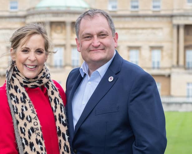 Selwyn Johnston, from Fermanagh, joined Mel Giedroyc to get the Royal Jubilee party planning started at a special Big Jubilee Lunch event in Her Majesty The Queen’s Buckingham Palace Garden