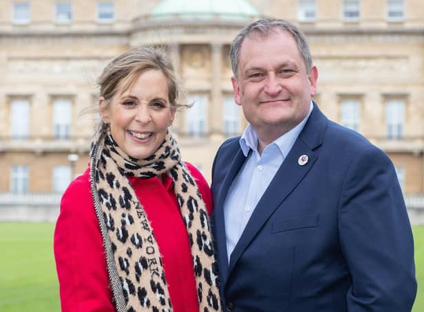 Selwyn Johnston, from Fermanagh, joined Mel Giedroyc to get the Royal Jubilee party planning started at a special Big Jubilee Lunch event in Her Majesty The Queen’s Buckingham Palace Garden