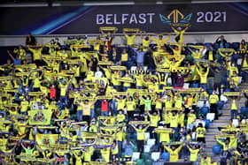 Villarreal fans at the UEFA Super Cup final against Chelsea at the National Stadium at Windsor Park, Belfast in 2021. Could the stadium host the UEFA Conference League final in 2023?