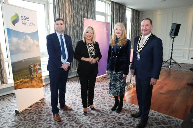 Christopher Morrow, head of communications & policy, NI Chamber, Michelle O’Neill, vice president, Sinn Fein, Nikki Flanders, managing director of Energy Customer Solutions GB & Ireland, SSE and Paul Murnaghan, president, NI Chamber