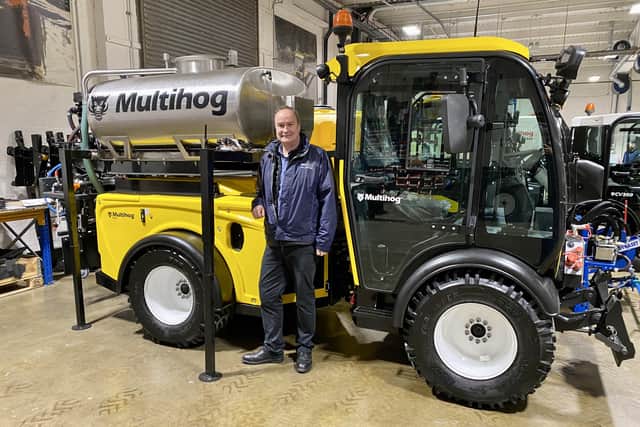 Donite Plastics’ sales manager, Michael Barton, is pictured alongside one of Multihog’s newly remodelled machines