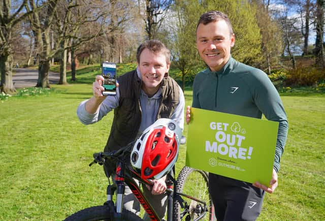 Ethan Loughrey. marketing officer of Outdoor Recreation NI pictured with Paulo Ross, presenter