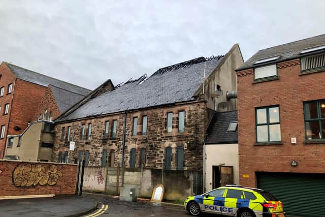 Damage to the Belfast Multi Cultural Association building on Donegall Pass, south Belfast, after a fire on Thursday evening.