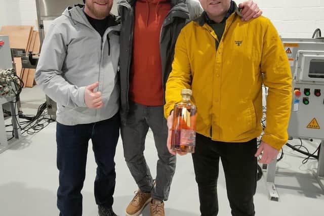 Enterprising whiskey producers Liam Brogan, Donal McLynn, Shane McCarthy, founding directors of Two Stacks, producer of the winning Dram in a Can and First Cut premium blend Irish whiskey