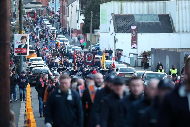 Anti-Northern Ireland Protocol rally in Lurgan, County Armagh. 

Loyalists at an anti protocol rally and parade organised by Lurgan united unionists in Lurgan, Co Armagh/

Organisers Lurgan United Unionists told the Parades Commission to expect sixty bands and over 10,000 people.