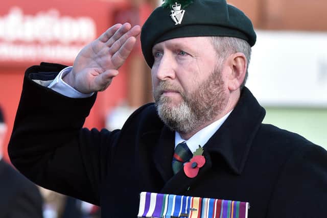 Ulster Unionist Party leader Doug Beattie MC MLA, who was a captain in the Royal Irish Regiment