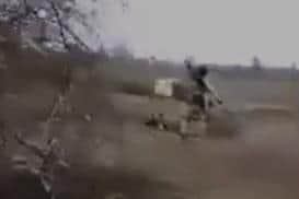A still from the video posted by a Ukrainian soldier