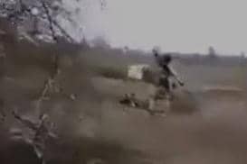 A still from the video posted by a Ukrainian soldier