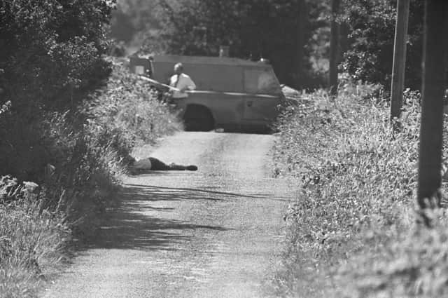 The body of the alleged IRA informer Brian McNally, dumped on border in 1984. ‘Touts’ were held, beatean and tortured in the terrifying circumstances of knowing they would probably be killed
