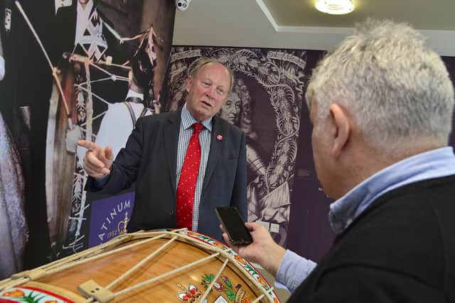 Jim Allister, leader of the  TUV, being interviewed by News Letter Political Editor Henry McDonald.
