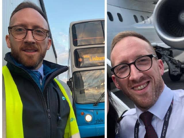Maghaberry man Ashley Robinson undertook a gruelling journey to become a pilot and was just settling into his career when lockdown hit, so he retrained as a bus driver. Now the skies are opening up again he is preparing to spread his wings once again.