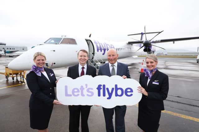 Belfast City Airport's chief executive, Matthew Hall, welcomed Flybe chief executive, Dave Pflieger to Belfast City and celebrated inaugural flight to Birmingham