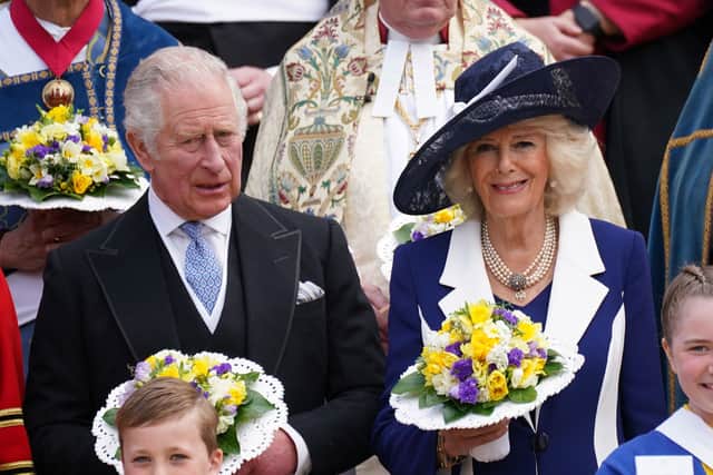The Prince of Wales and the Duchess of Cornwall at St George's Chapel, Windsor.