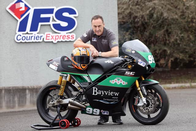 Jeremy McWilliams with the IFS/Bayview Hotel Paton he will race at the 2022 North West 200.