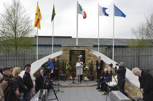 SF president Mary Lou McDonald during her address at the Easter Rising commemoration event at Milltown Cemetery in Belfast