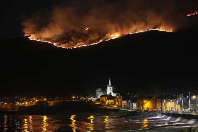 April 2021: a gorse fire spreads across the Mourne Mountains overlooking Newcastle, Co Down.

Picture: Philip Magowan / Press Eye