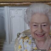Queen Elizabeth II during a video link call and virtual visit to the Royal London Hospital